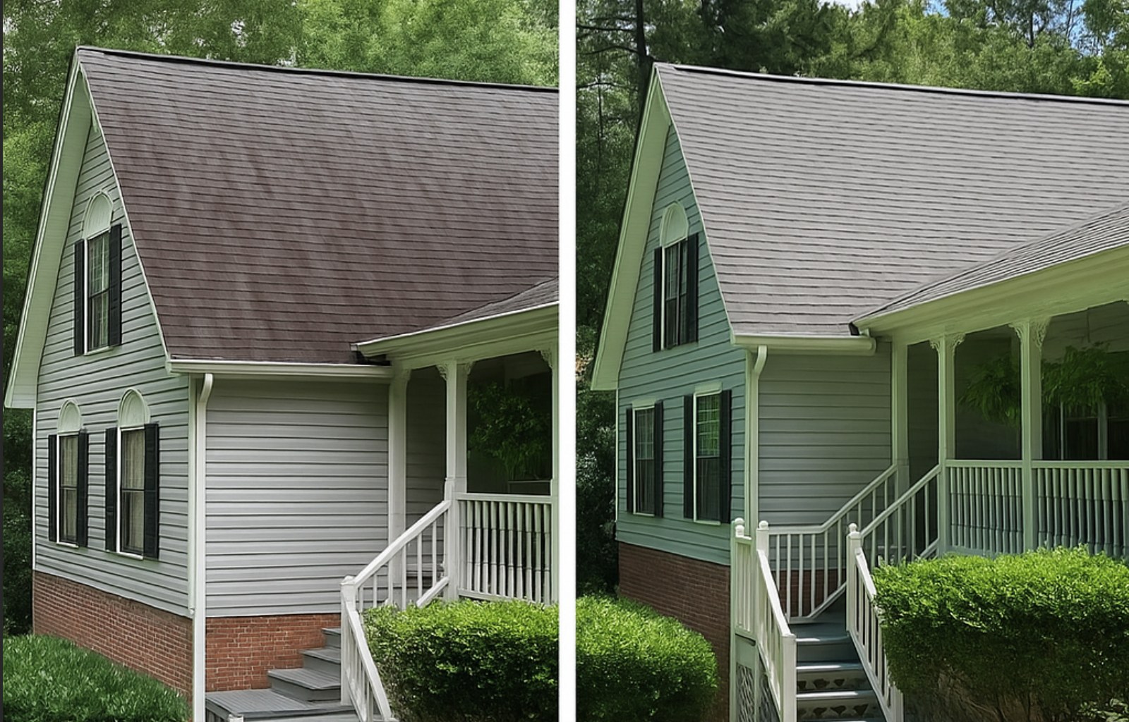 Roof cleaning before and after – Tuscaloosa Pressure Wash